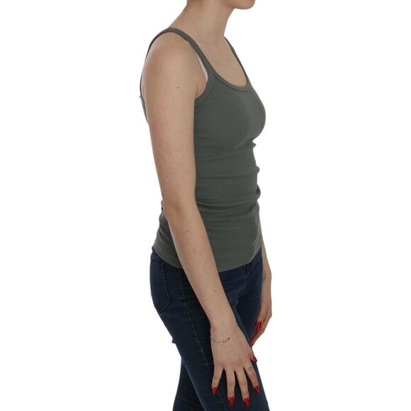 PINK MEMORIES Ribbed Tank Top Sleeveless Round Neck Women Green Tops & T-Shirts - Picture 2 of 5